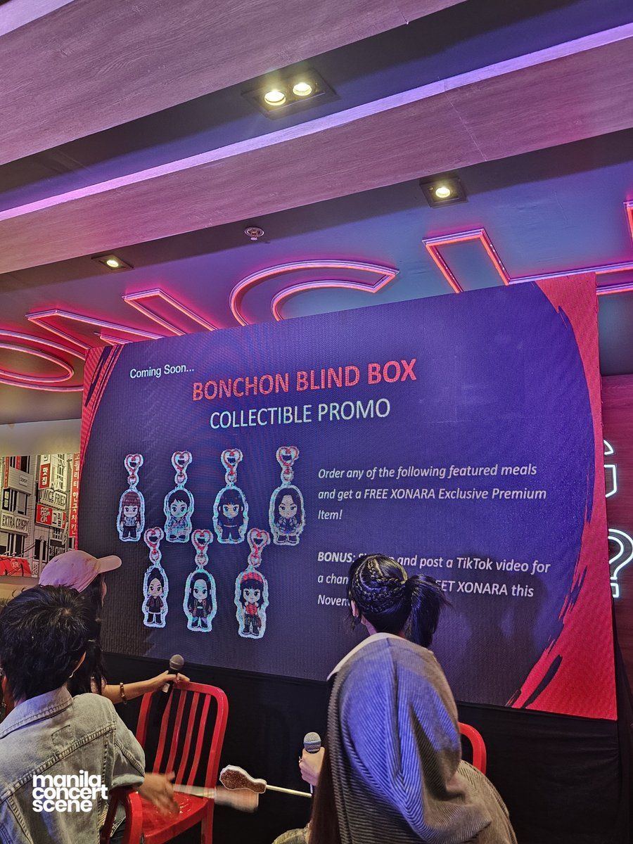 manilaconcerts's tweet photo. #OnTheSCENE: Xonara Teams Up With Bonchon Chicken Philippines for a New Fan Experience

Rising P-pop group @officialxonara celebrated the launch of its partnership with @BonChon_PH, bringing together the group, their fans, invited guests, and members of the media for an exclusive event.

The members had the chance to mingle and interact with fans as they officially unveiled the Bonchon x XONARA Blind Box Collective Promo, featuring exclusive XONARA photocards and premium fan items.

As part of the collaboration, fans can get a free XONARA-exclusive premium item when they order any of the featured meals at participating Bonchon stores: the 2pc Chicken Meal + Cafe Koreano, Dosirak Meal + Cafe Koreano, or the Bonchon Fanverse Meal, featuring Chicken Rack with Cheese Balls and Tteokbokki.

But the fan experience doesn’t stop there. Fans can take their Fanverse experience to the next level by signing up and posting a TikTok video for a chance to meet and greet XONARA this November 2026.

 #BonchonXNR #BonchonEat7 #BonchonXonara #BonchonPH