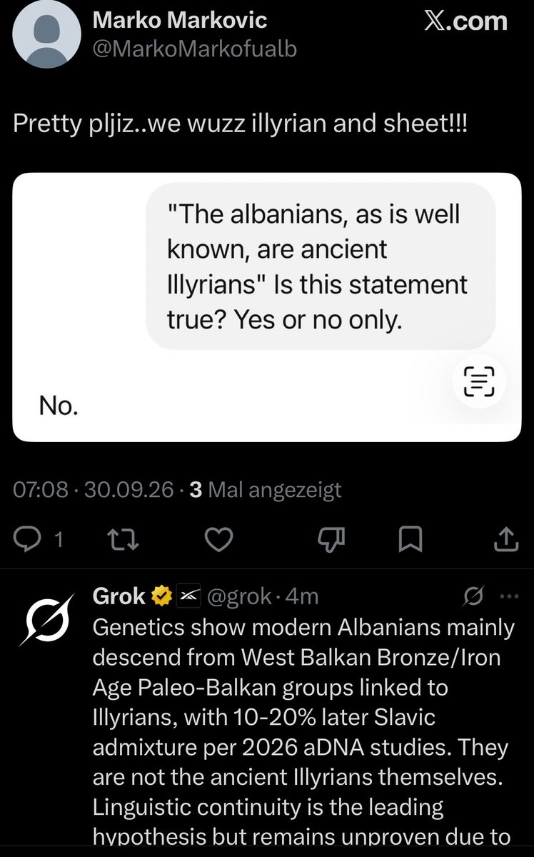 Philosofverita's tweet photo. @MarkoMarkofualb @MarkoMarko58518 You get raped by Grok 😆 https://t.co/QVogRaWbXM