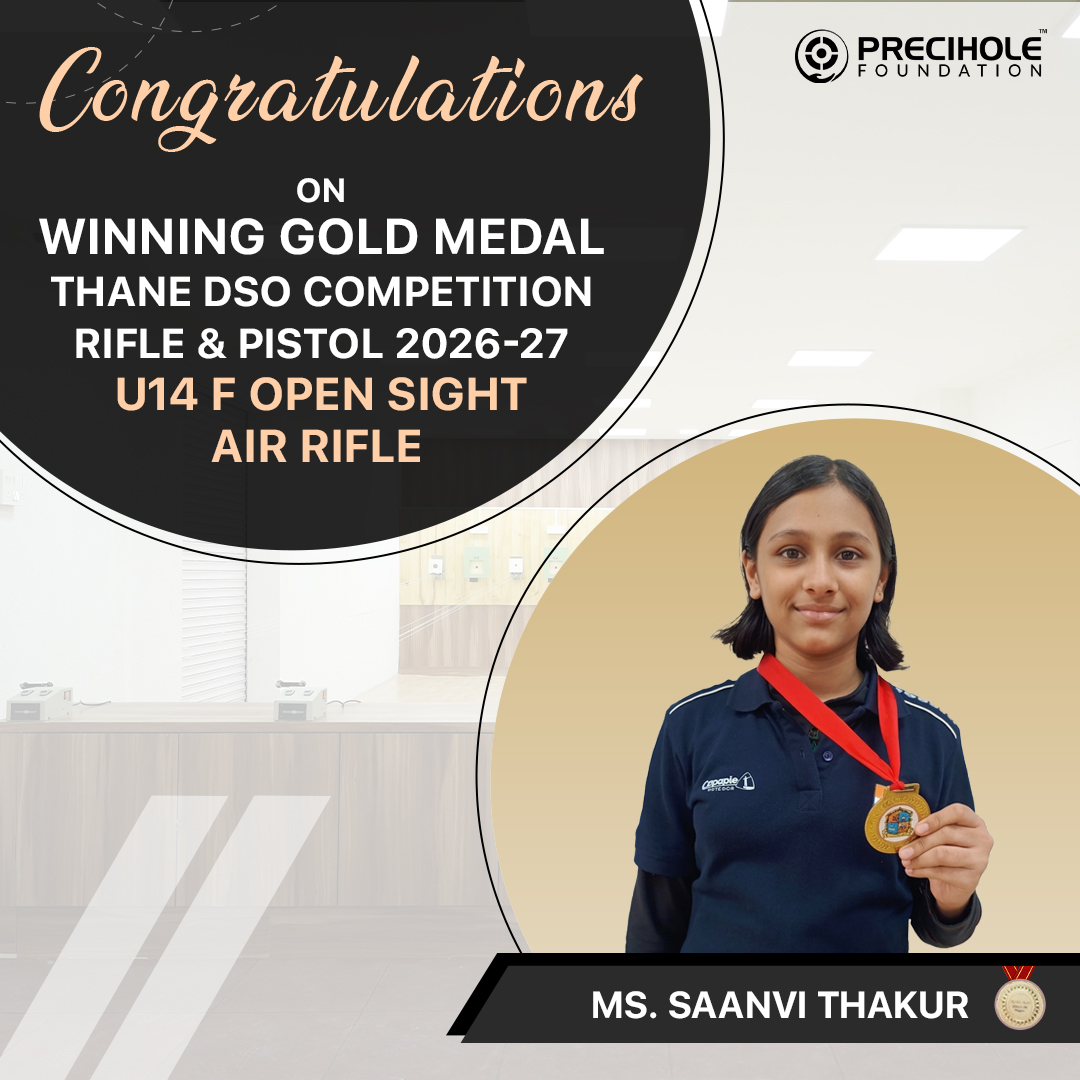 PFTCIndia1's tweet photo. A proud moment for the Precihole Foundation as our young achievers showcased exceptional talent at the Thane DSO Competition – Rifle &amp; Pistol 2026–27. 

🥇 Gold | 🥈 Silver | 🥉 Bronze — a fantastic haul across the U14 &amp; U17 Open Sight Air Rifle and Air Pistol categories! https://t.co/1f4E3IvDBt