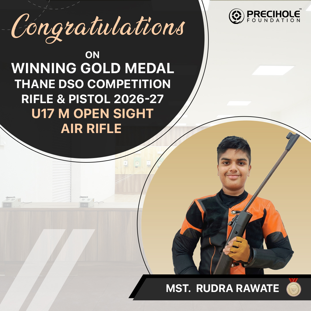 PFTCIndia1's tweet photo. A proud moment for the Precihole Foundation as our young achievers showcased exceptional talent at the Thane DSO Competition – Rifle &amp; Pistol 2026–27. 

🥇 Gold | 🥈 Silver | 🥉 Bronze — a fantastic haul across the U14 &amp; U17 Open Sight Air Rifle and Air Pistol categories! https://t.co/1f4E3IvDBt