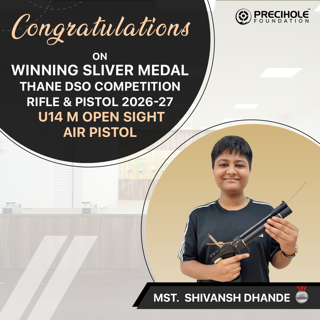 PFTCIndia1's tweet photo. A proud moment for the Precihole Foundation as our young achievers showcased exceptional talent at the Thane DSO Competition – Rifle &amp; Pistol 2026–27. 

🥇 Gold | 🥈 Silver | 🥉 Bronze — a fantastic haul across the U14 &amp; U17 Open Sight Air Rifle and Air Pistol categories! https://t.co/1f4E3IvDBt