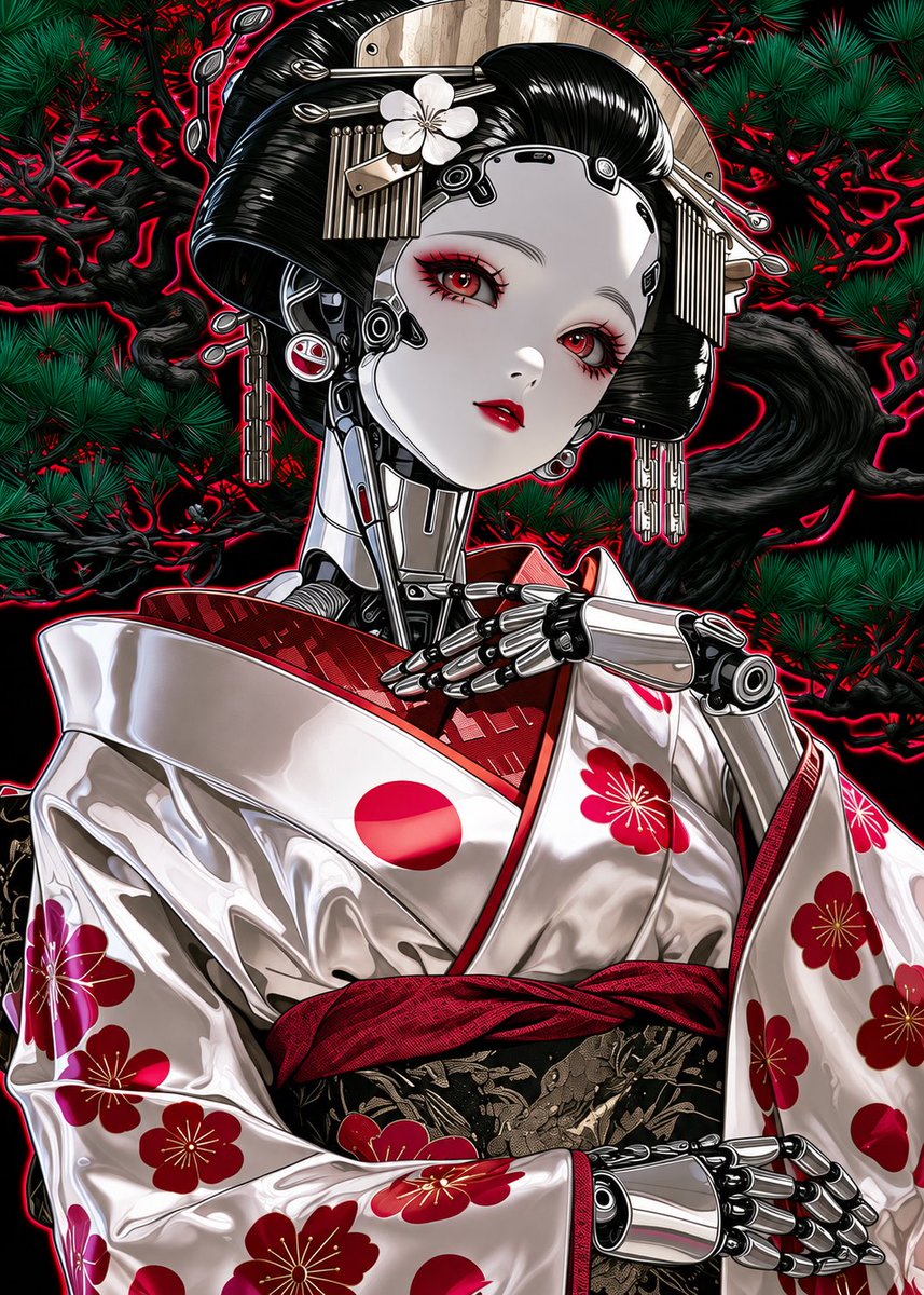 Reimix0's tweet photo. #AIFUSIONFESイラストコンテスト
参加させていただきます！

「NEO-MAIKO」

NEO JAPONISMのお題とても悩みましたが、急に舞い降りてきた舞妓さんを融合させてみました https://t.co/PbmhE0O5bi