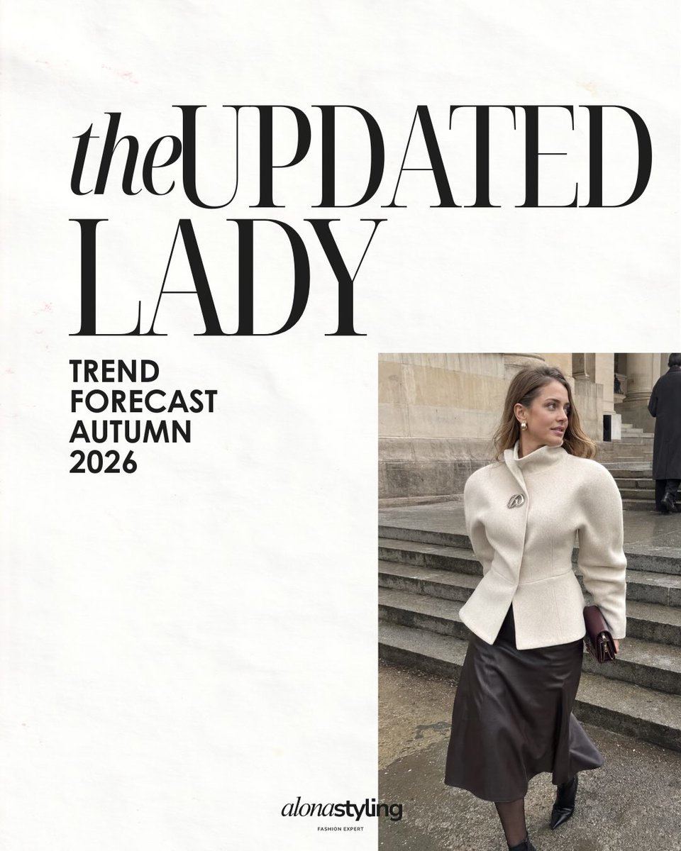 cathymercado's tweet photo. The Updated Lady is a key Autumn 2026 trend: feminine, polished, sophisticated, and slightly dramatic. Think sharp shoulders, defined waists, sculpted jackets, elegant coats, satin textures, and refined accessories—modern classic style with gentle https://t.co/lXsmfXxLYP