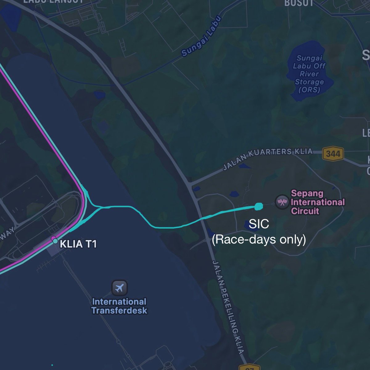 ErnestOnPT's tweet photo. Rail extension idea: extend the ERL to serve the Sepang circuit and make it a race-day station to connect it with a rail link https://t.co/Q5A0w7usku