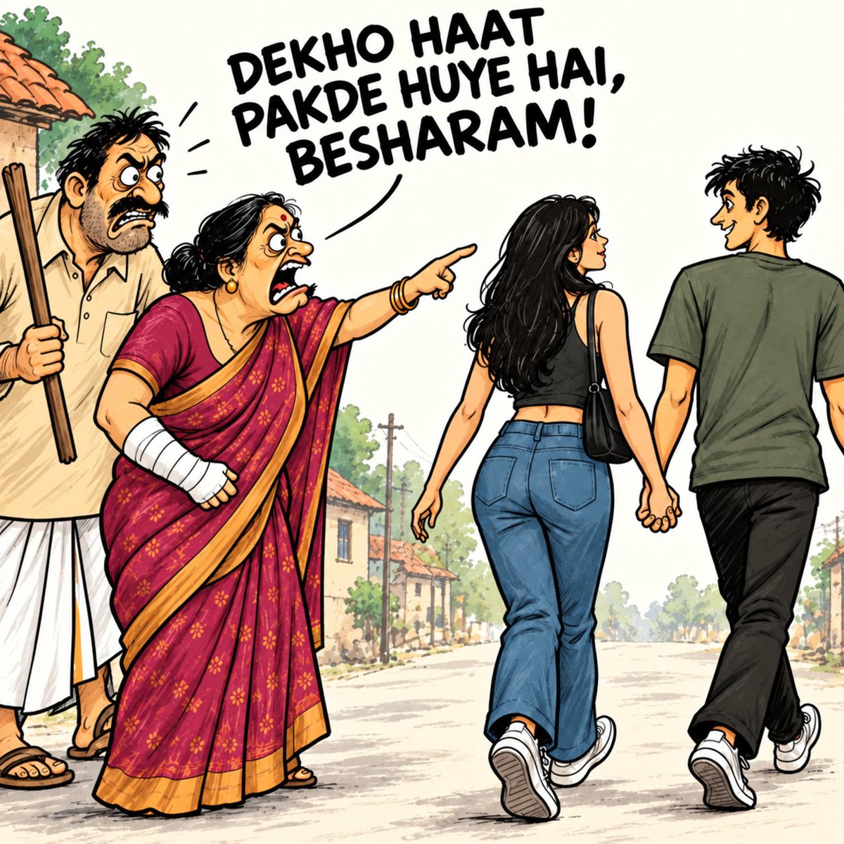 Neha_S_Patel's tweet photo. Two adults holding hands somehow destroys Indian culture.

But staring at them, abusing them, threatening them and publicly humiliating them apparently SAVES Indian culture.

What kind of shameless logic is this?

The problem isn't the couple.

The problem is people who think they own other people's lives.