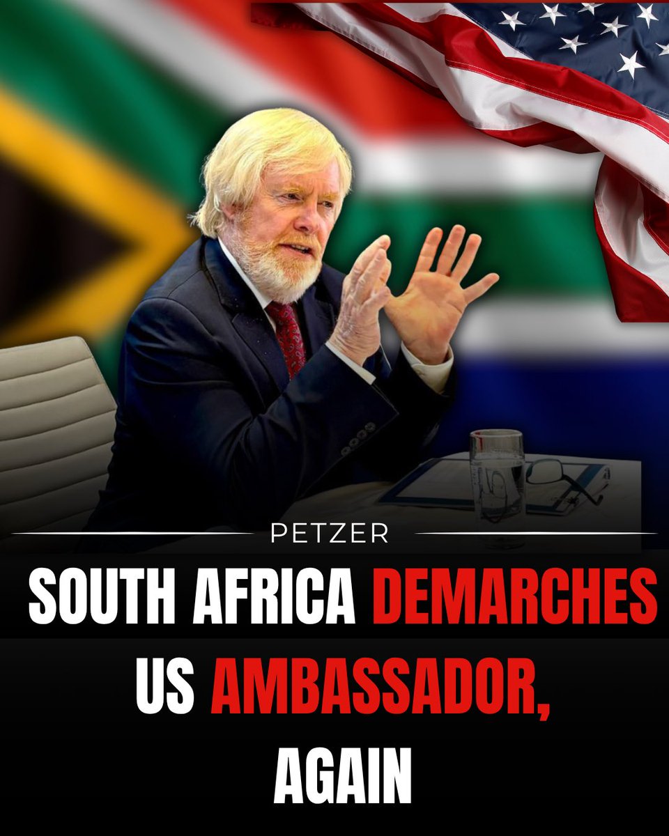 petzernet's tweet photo. 🇺🇸🇿🇦 South Africa has formally protested US Ambassador Leo Brent Bozell III over a series of “scathing” media interviews and an op-ed criticising the Ramaphosa government.

Bozell said Washington was “shocked” by President Cyril Ramaphosa’s failure to meaningfully address US policy demands.

It is the second time Pretoria has démarched Bozell since he took office in February 2026. In March, he was reprimanded after calling “Kill the Boer” hate speech.