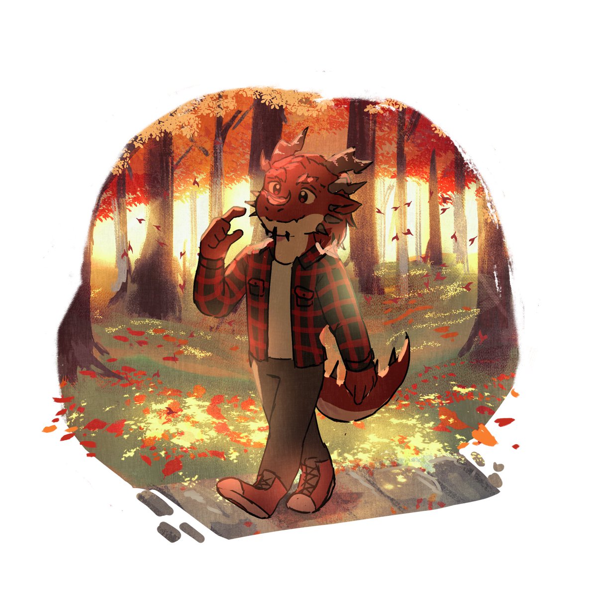 HolyDaragon_'s tweet photo. Finished autumn YCH from @Ceylanokku

I love it! Bro looks so peaceful :D
Can’t wait till I can walk in the forest like this irl in the coming season

But really, thank you again! https://t.co/NUG226ACiS