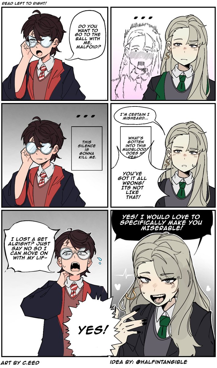custardseeks's tweet photo. Fem draco gets asked out to go to the ball. 2/2

idea by: @HalfTangible 
art by: me (@custardseeks ) https://t.co/v5h9yrcPzp