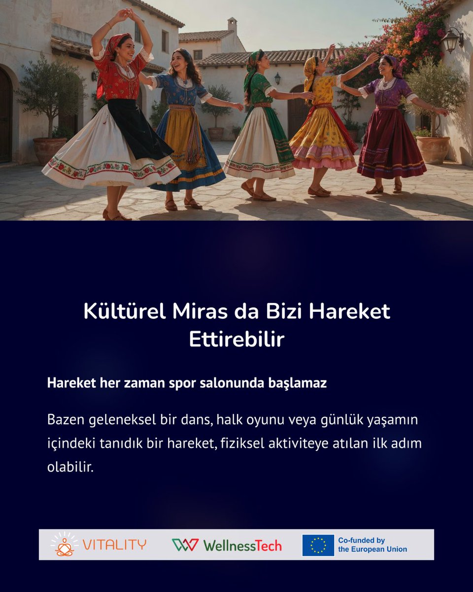 Wellnesstecheu's tweet photo. Hareket bazen tanıdık bir ritimle başlar. 🌿
VITALITY, geleneksel hareketleri modern ve erişilebilir egzersiz yaklaşımlarıyla buluşturarak kadınlar için daha kapsayıcı fiziksel aktivite seçenekleri oluşturmayı hedefliyor.
Sizi harekete geçiren bir dans veya halk oyunu var mı? 💬 https://t.co/DPemx9rUbJ