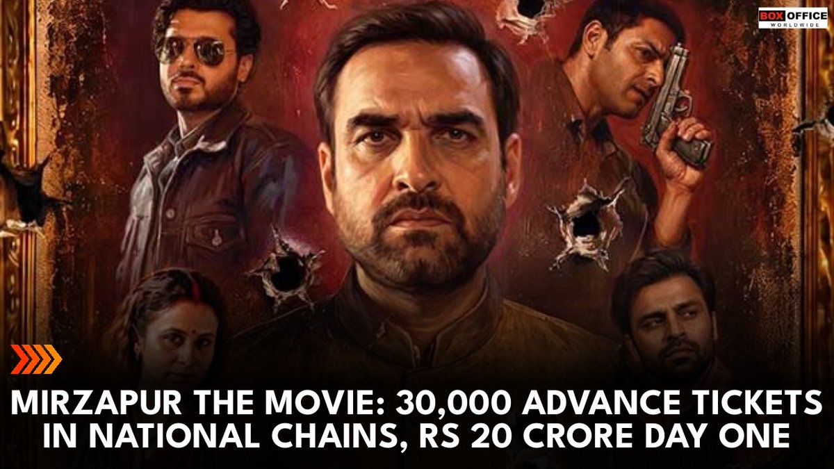firubello's tweet photo. Photo by Box Office Worldwide on September 01, 2026. May be an image of people, a poster, and text stating: “Mirzapur The Movie: 30, 000 advance tickets in national chains, Rs 20 crore on day one. https://t.co/HRxAW5aUi6