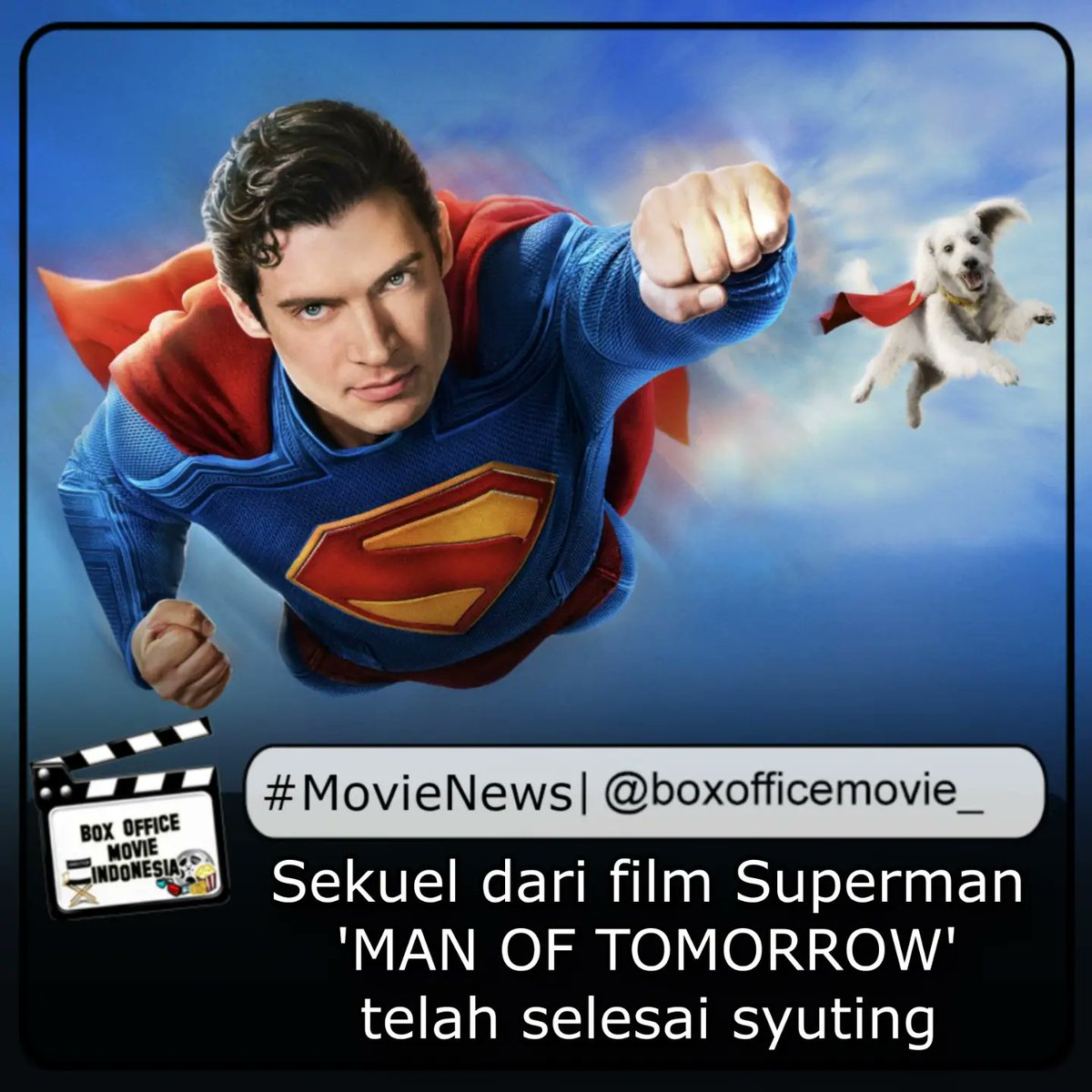 djbass04's tweet photo. Photo by Box Office Movie Indonesia on August 28, 2026. The Superman sequel “MAN OF TOMORROW” has finished filming. https://t.co/71RDvKJJfQ