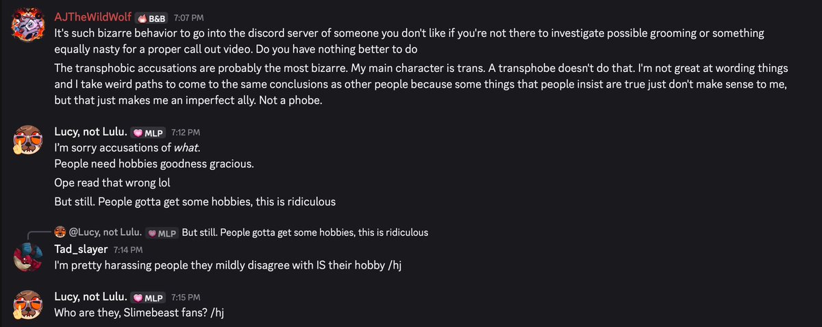 Starrlenade's tweet photo. AJ banned a Native American, @Moths_sanctum, from her discord server for telling her she’s racist and transphobic. And she and her discord members went so far as to claim they weren’t a real Native, along with discussing the transphobia she’s been called out on. https://t.co/OTuXJgaqxo