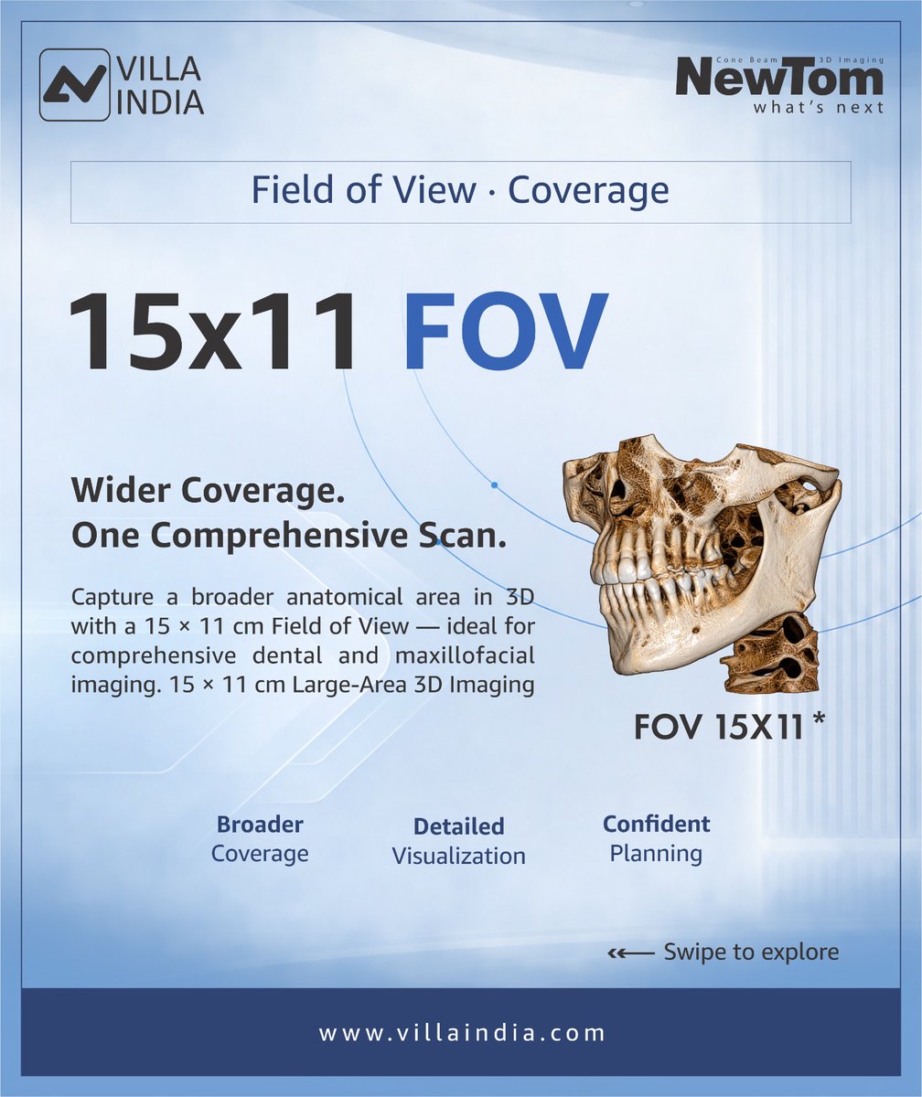 Villa_india__'s tweet photo. 🔬 𝙈𝙚𝙚𝙩 𝙩𝙝𝙚 𝙉𝙚𝙬𝙏𝙤𝙢 𝙑𝙂-𝙊𝙉𝙀 𝘾𝘽𝘾𝙏: 𝘾𝙤𝙢𝙥𝙡𝙚𝙩𝙚. 𝙑𝙞𝙨𝙞𝙤𝙣. 𝘼𝙙𝙫𝙖𝙣𝙘𝙚𝙙.
𝙒𝙚𝙗: https://t.co/iBPf6IsSzw
#villaindia #newtom #vgone #cbct #igzosensor #safebeam  #3dimaging #dentalradiology #conebeamct #digitaldentistry #dentalequipmentindia https://t.co/zMnmijf0Aq
