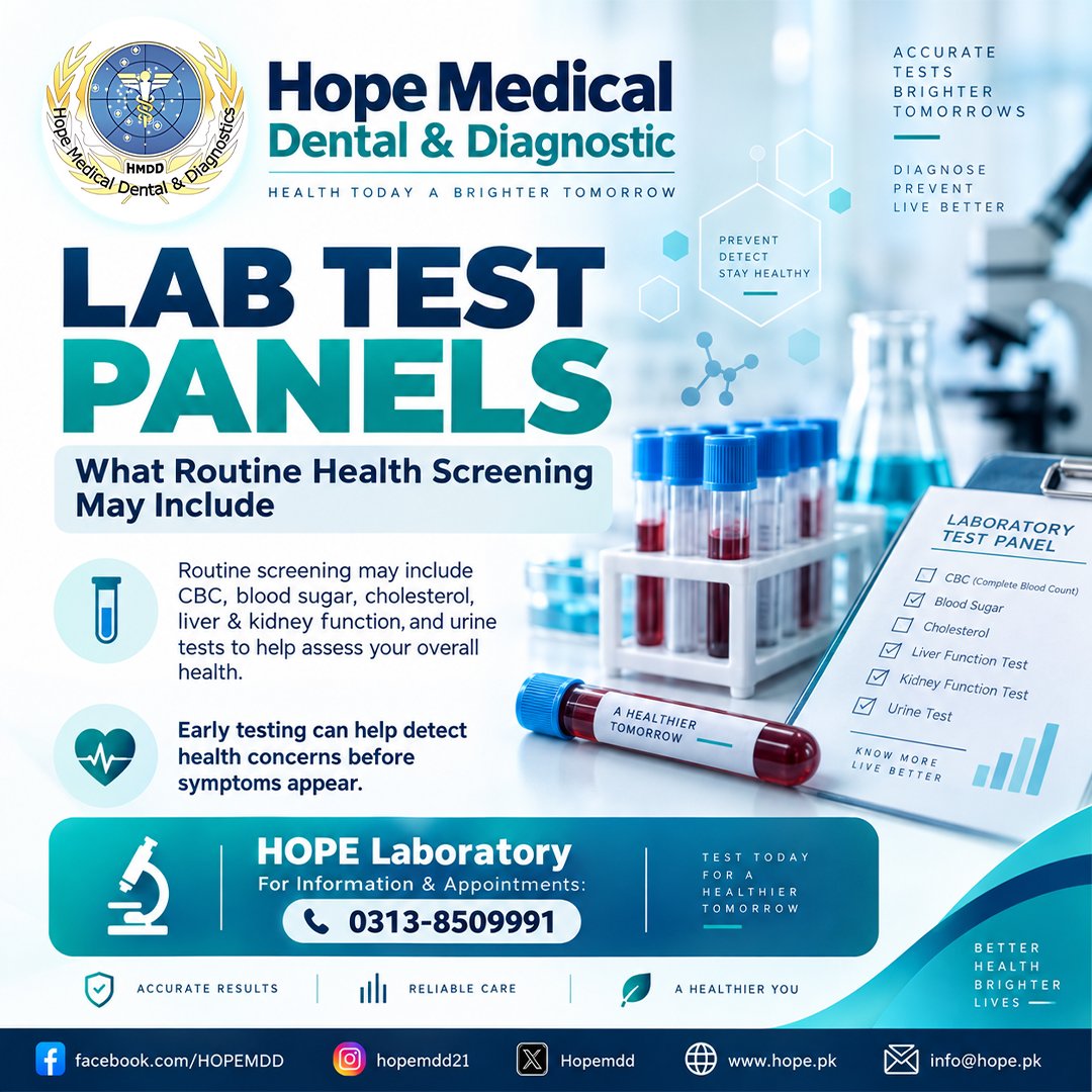 Hopemdd's tweet photo. Know more about your health with the right laboratory tests. 🧪

📍   Rawalpindi Cantt
📞 Information &amp; appointments: 0313-8509991

#LabTests #HealthScreening #BloodTests #PreventiveHealthcare #LaboratoryInRawalpindi #HopeMedical https://t.co/w8shOSLF6f
