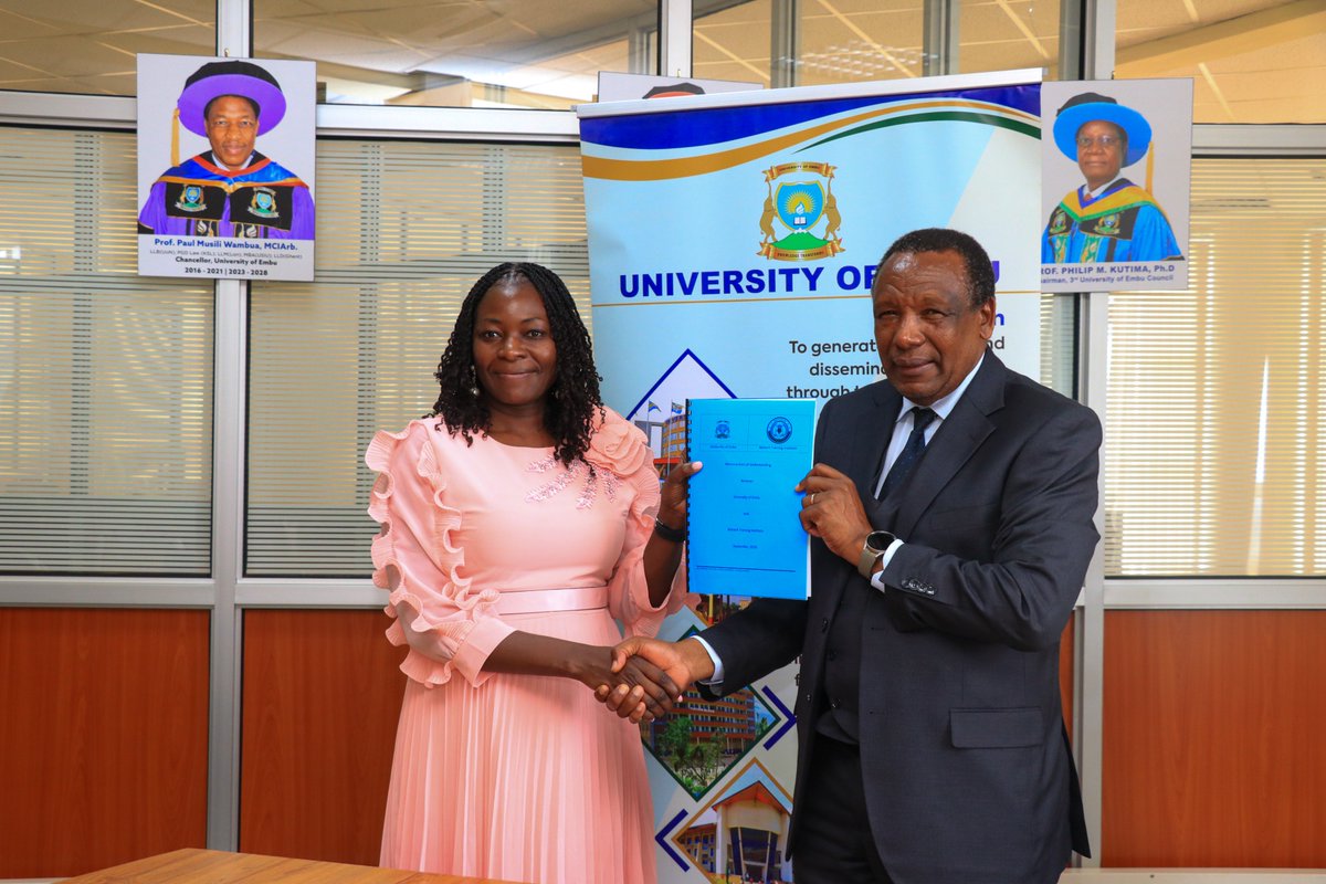 UoEmbu's tweet photo. The University of Embu has signed an MoU with Boltech Training Institute to boost TVET collaboration, expanding pathways for practical, market-ready skills and building a workforce for the future.
#UniversityOfEmbu https://t.co/v72jKvND13