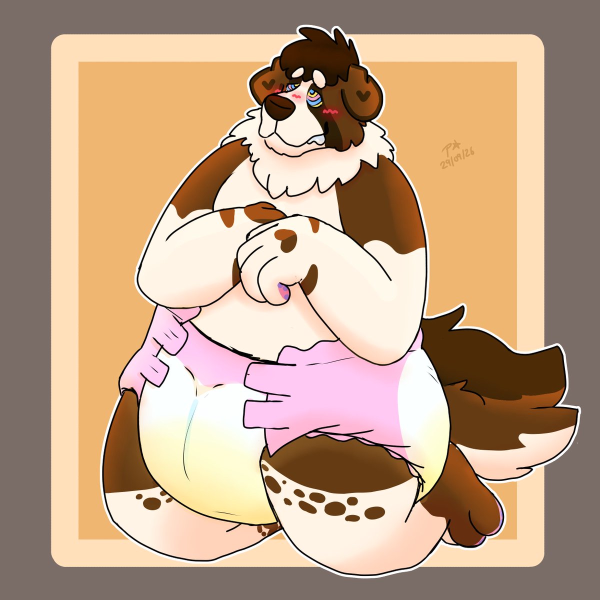 Stinkybabyratt's tweet photo. Posting main fursona on alt, a big dumb diapered dog #diaper #diaperfur #abdl #babyfur #diaperart #abdlart https://t.co/Aua1EWQPyt