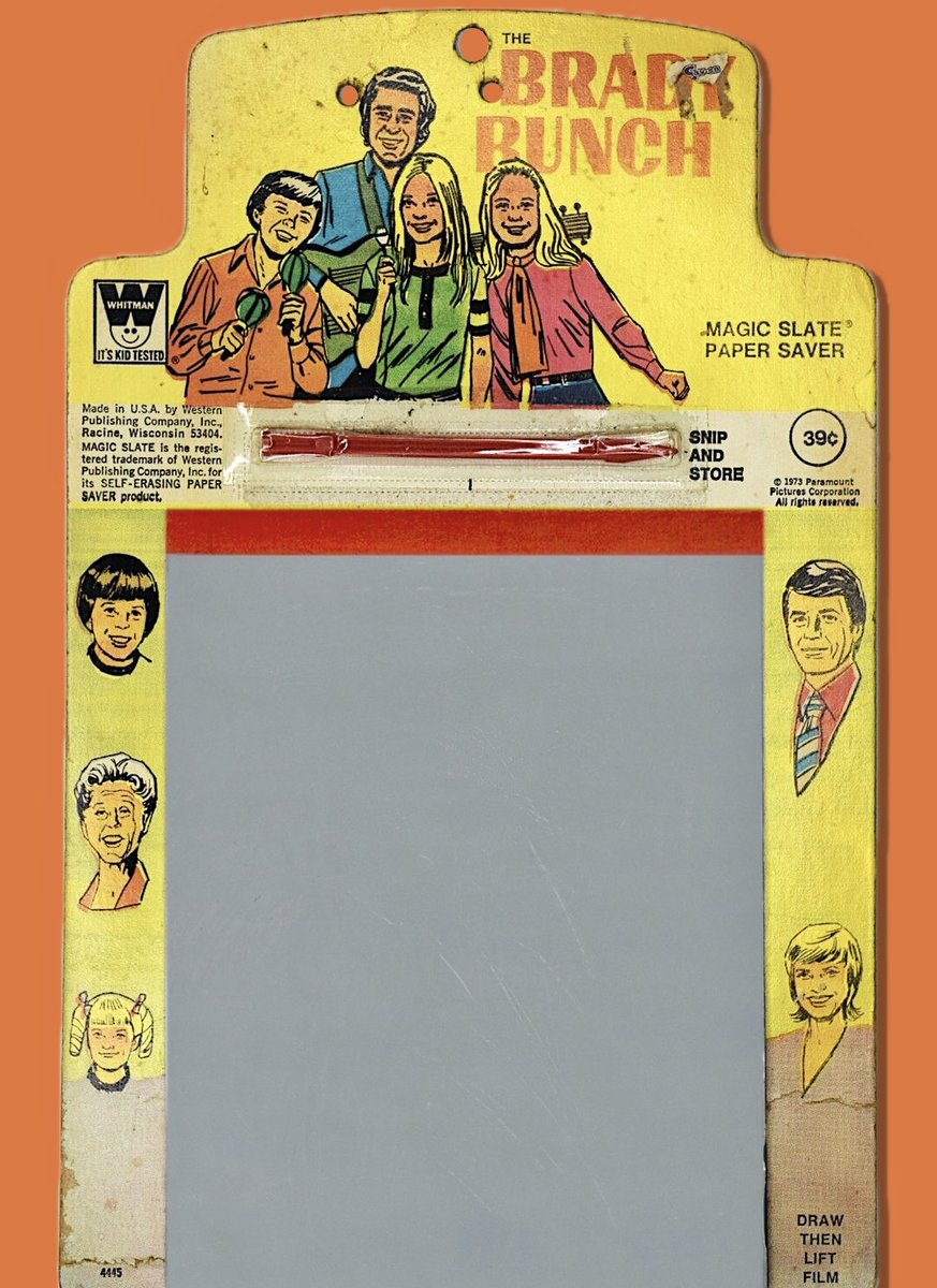 RetroNewsNow's tweet photo. ‘The Brady Bunch’ Magic Slate Paper Saver (1973) https://t.co/Ac12JQKtfS