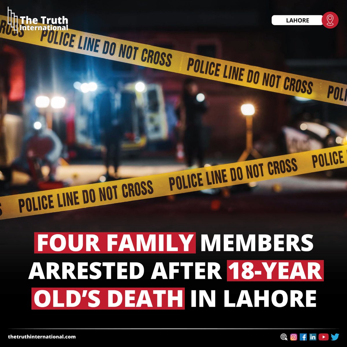 ttimagazine's tweet photo. Four Family Members Arrested After 18-Year-Old’s Death in Lahore
Details:
https://t.co/a51FDYrlac
#FourFamily #Members #Arrested #18YearOld #Death #Lahore #Crimes #LahorePolice #sexualabuse https://t.co/BjIMlsvBBy