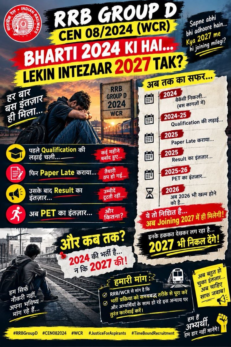VivekSh32561299's tweet photo. #rrc_wcr_pet_date_jari_karo
@wc_railway @BhopalDivision @drmjabalpur @RailMinIndia @RailwaySeva https://t.co/SDiyfULti2
