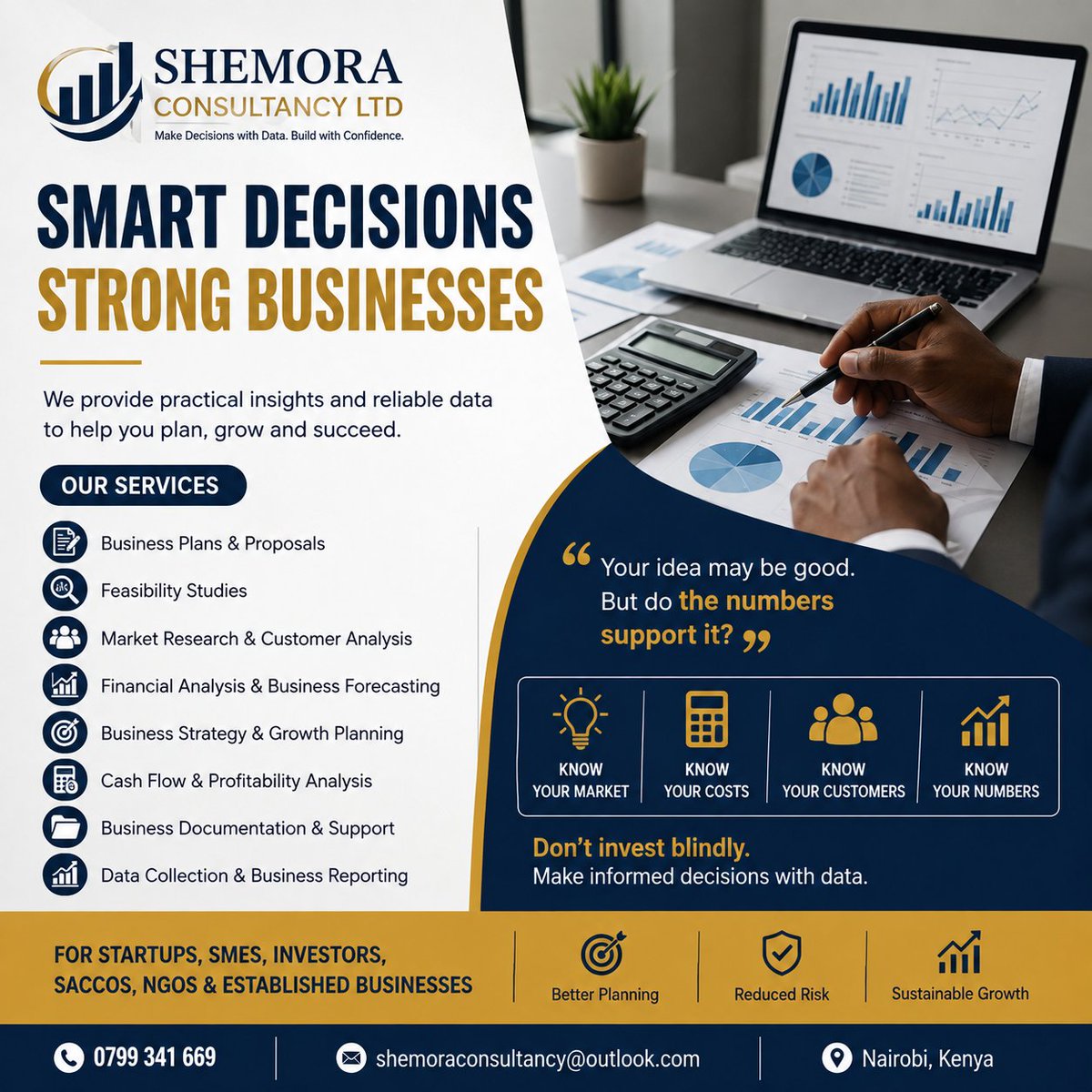 SHEM07993416's tweet photo. 💡 Before you invest, make sure the numbers make sense.
Starting or growing a business is a major investment. At Shemora Consultancy Ltd, we help you make informed business decisions through:
📊 Market Research &amp; Analysis
📋 Business Plans &amp; Proposals And more https://t.co/819Npccr3X