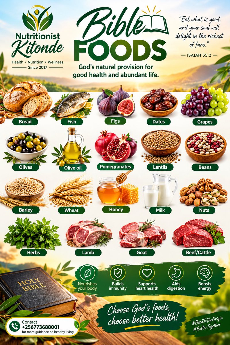KitondeNutri's tweet photo. Have you ever wondered why people in the Bible lived so long?

One key reason was their diet — they ate clean, local, and natural foods straight from the farm, not from the factory.

Local food is still the key to a longer, healthier life. https://t.co/l1YBJ08CZr