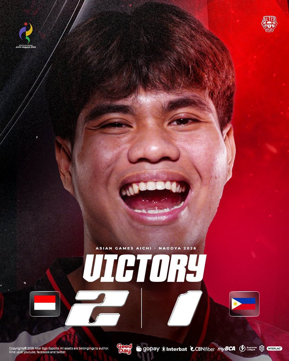 AlterEgo_IDN's tweet photo. Kemenangan atas Filpina membuat Timnas Indonesia melaju ke fase selanjutnya, tetap dukung Timnas kita dan berikan semangat kalian untuk para pungawa kita🫵🇮🇩

#Asiangames2026 https://t.co/unU3ngkKBR