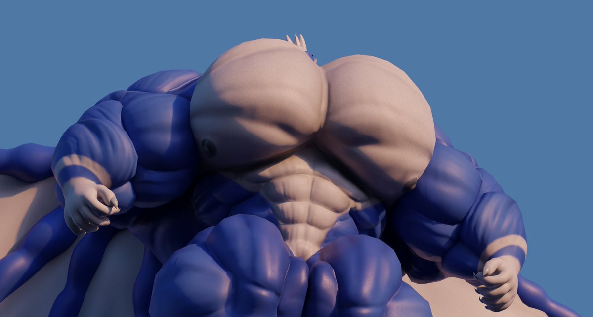 CottonYote's tweet photo. More derg posting this time under the same lighting i usually use for myself😩 

Still got plenty to do on this, still not quite satisfied with the shape and sizes of the muscles. Of course why not more of @Sova_13 :3 https://t.co/wWHPNkLWIr