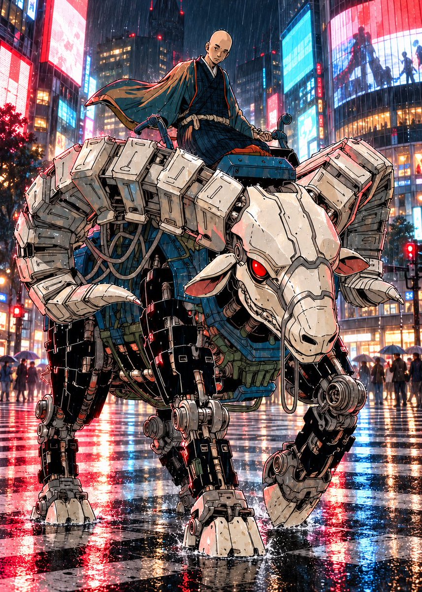 Reimix0's tweet photo. #AIFUSIONFESイラストコンテスト
参加させていただきます！

「NEO2027」

来年2027年は未（ひつじ）年。
という事で、強く新しくありたいなと思う気持ちを込めて表現しました https://t.co/FleKhGMO9n