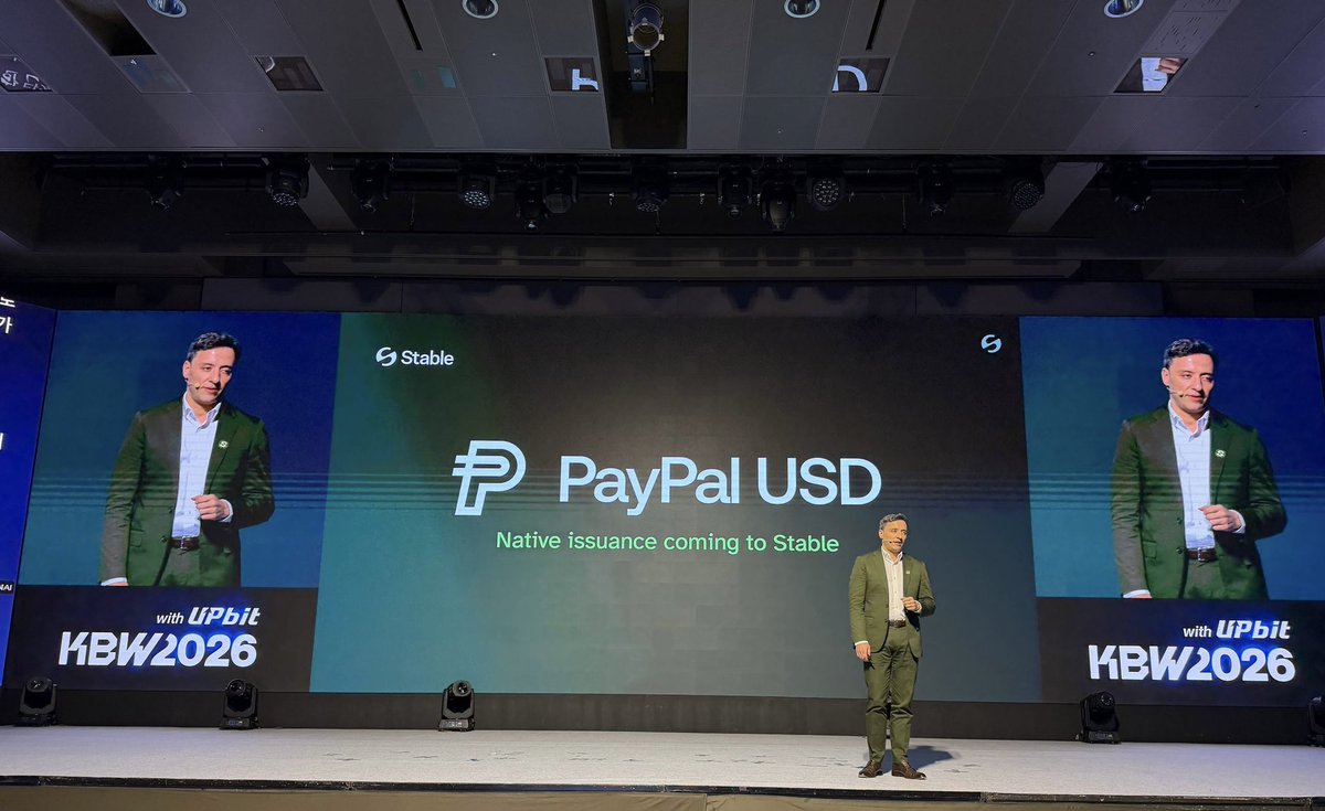 StableChainHub's tweet photo. Big day for Stable at #KBW2026. 🇰🇷  

Our CEO @mehler took the stage to share where Stable is headed, and dropped a few major announcements along the way. 👀  

PYUSD coming to Stable. Visa Direct integration. And more to come.

Stay tuned! https://t.co/4W5bSui7Xb
