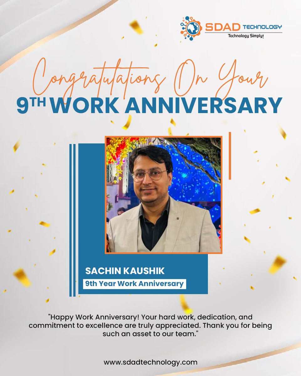 SdadTechnology's tweet photo. Happy Work Anniversary, Sachin Kaushik  ! 🎉

Your dedication and passion inspire us every day. Wishing you continued success, growth, and many more milestones ahead. Keep shining! ✨

#sdadtechnology #workanniversary #teamwork #dedication #hardwork #careerjourney #workmilestone https://t.co/vkERX9Kdbk