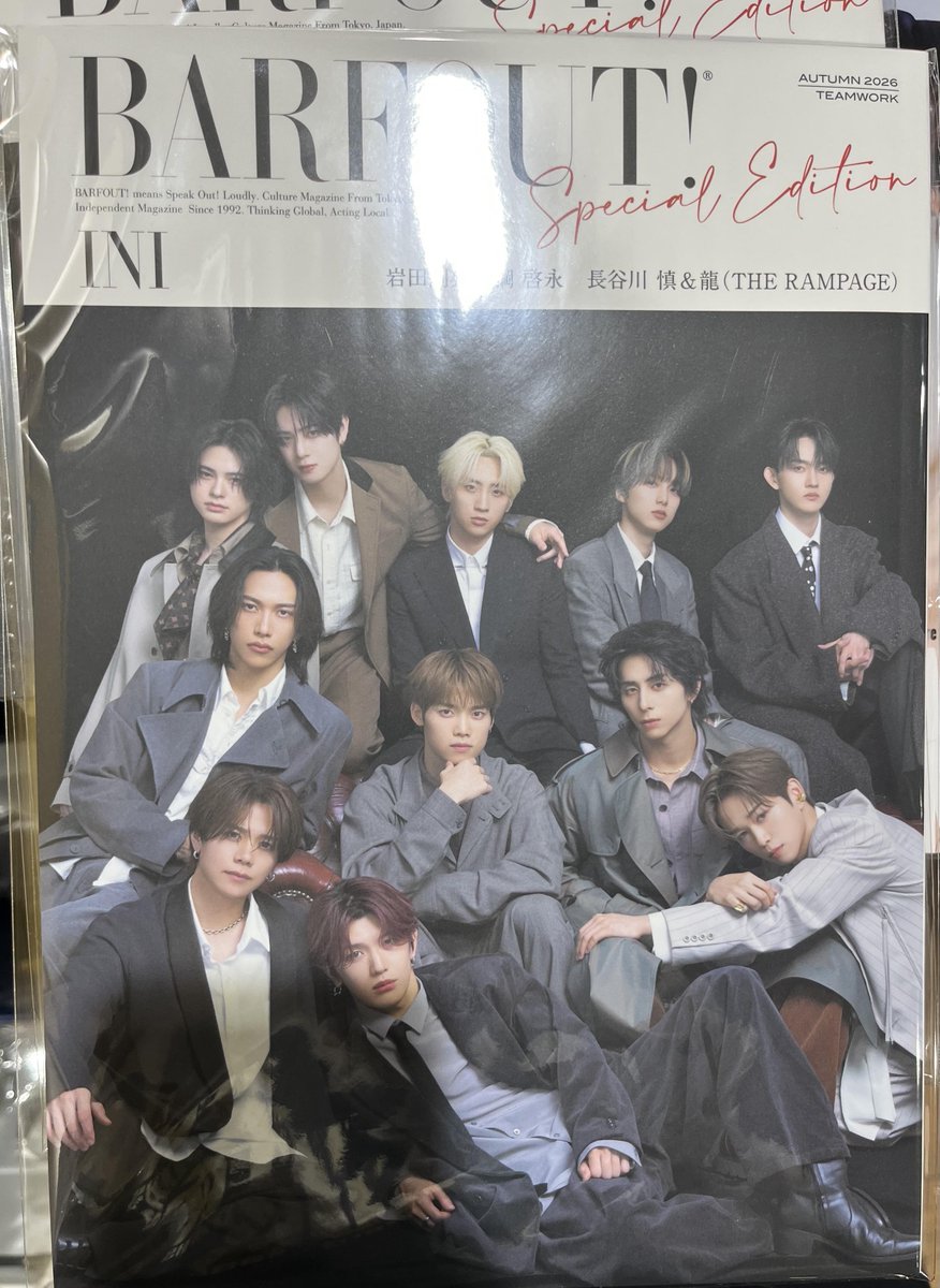 TOWER_Sendai's tweet photo. 【@barfout_editors】

#INI 表紙
「#BARFOUT! SPECIAL EDITION AUTUMN2026 /
 TEAMWORK」入荷いたしました📚

お取り置きはリンクから
店舗で受け取り→仙台パルコ店を選択☑
🔗https://t.co/fDl2HFKMyT https://t.co/wP9t4CIycA