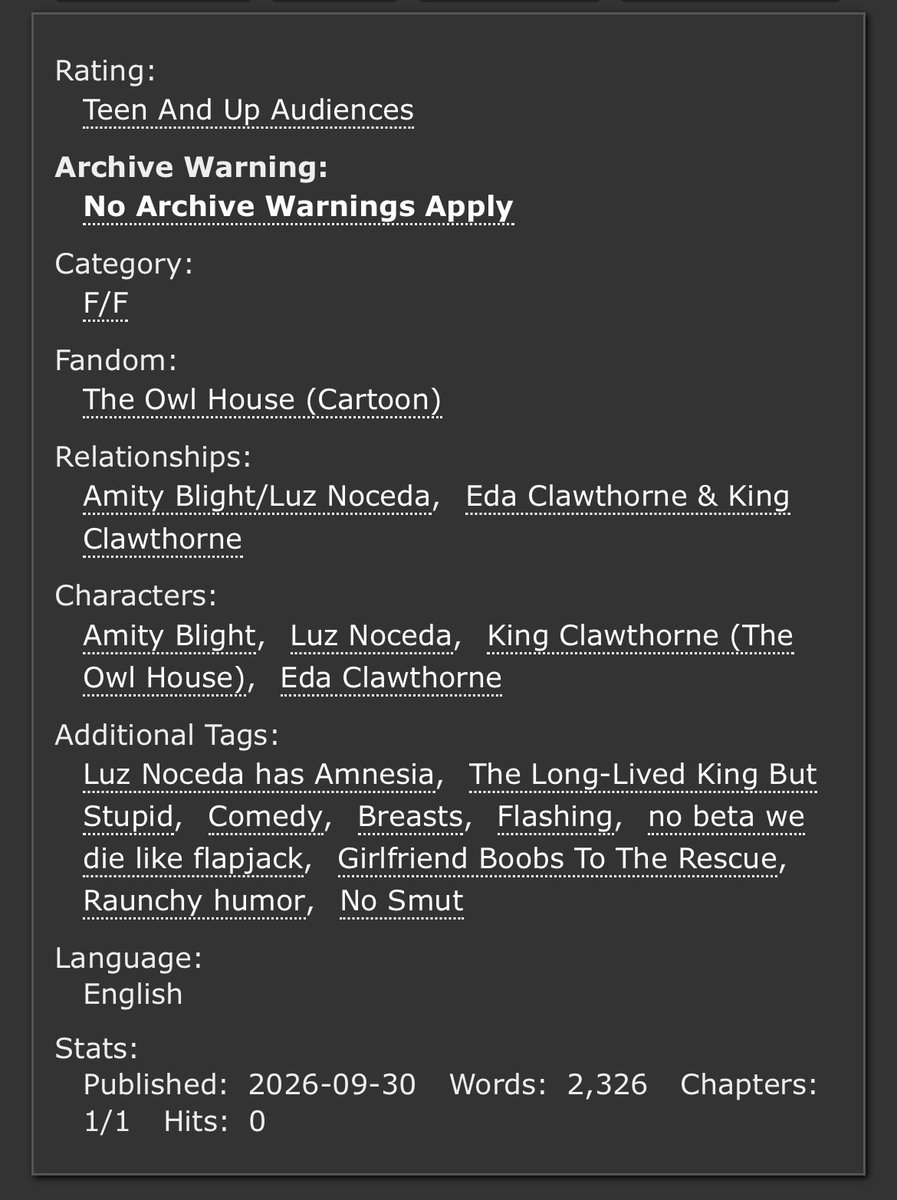 _SpicyOverload's tweet photo. Just posted a very stupid raunchy comedy oneshot about The Long Lived King (haven’t read it yet though)

Amity’s debatably magical mommy milkers come to the rescue and fix Luz’s memory maladies.

https://t.co/9eks2pDDok https://t.co/1xr04OPHQ5