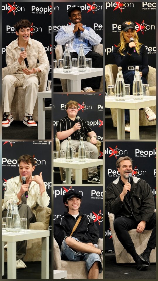 Delma2645's tweet photo. Noah Schnapp, Charlie Heaton, Caleb McLaughlin, Jake Connelly, Raphael Luce, Cara Buono, and David Harbour. People Convention gave fans a unique experience to remember. What was your favorite https://t.co/g9G7vFD8oN