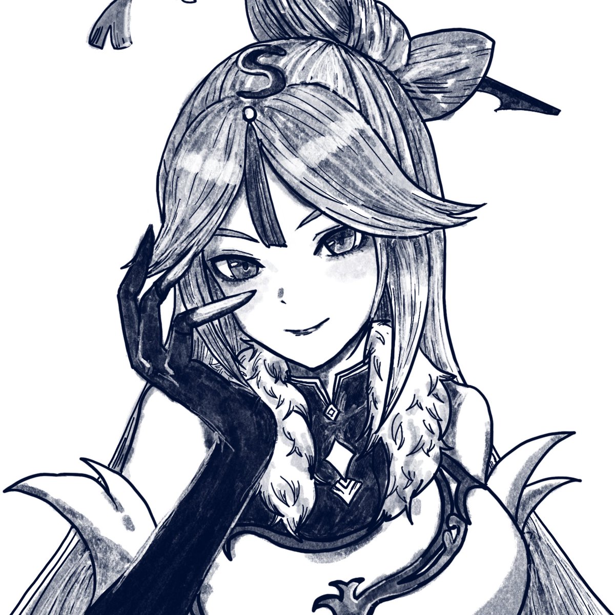 pyokoponpoko's tweet photo. 割と前に描いたものだけど、原神の凝光様も載せます https://t.co/fNt4dfknR9