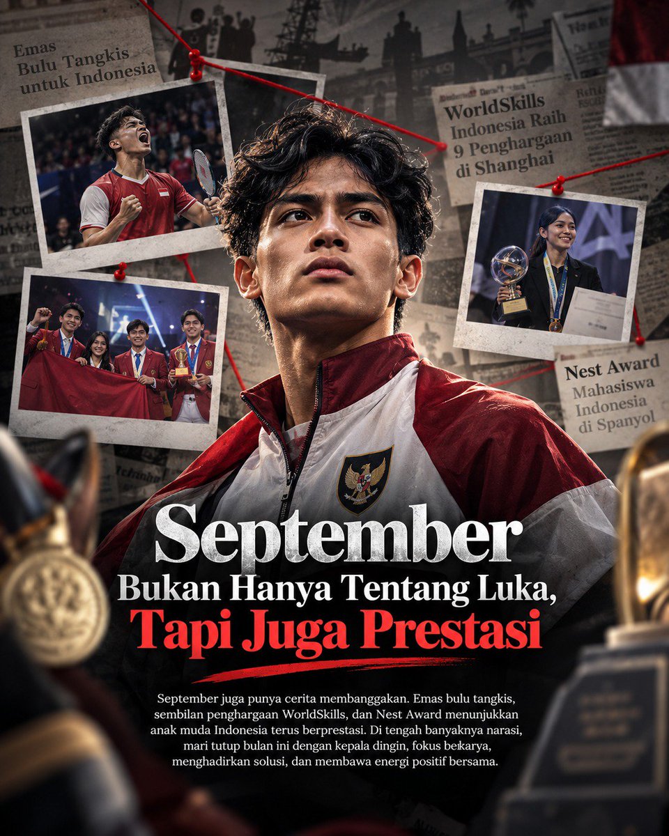 rlaskrxk's tweet photo. September Hitam tetap jadi pengingat atas catatan kelam yang tak boleh dilupakan. Namun, di bulan yang sama, anak muda Indonesia juga menorehkan prestasi dunia.
#SeptemberHitam #SeptemberCeria https://t.co/Shepw4jaho