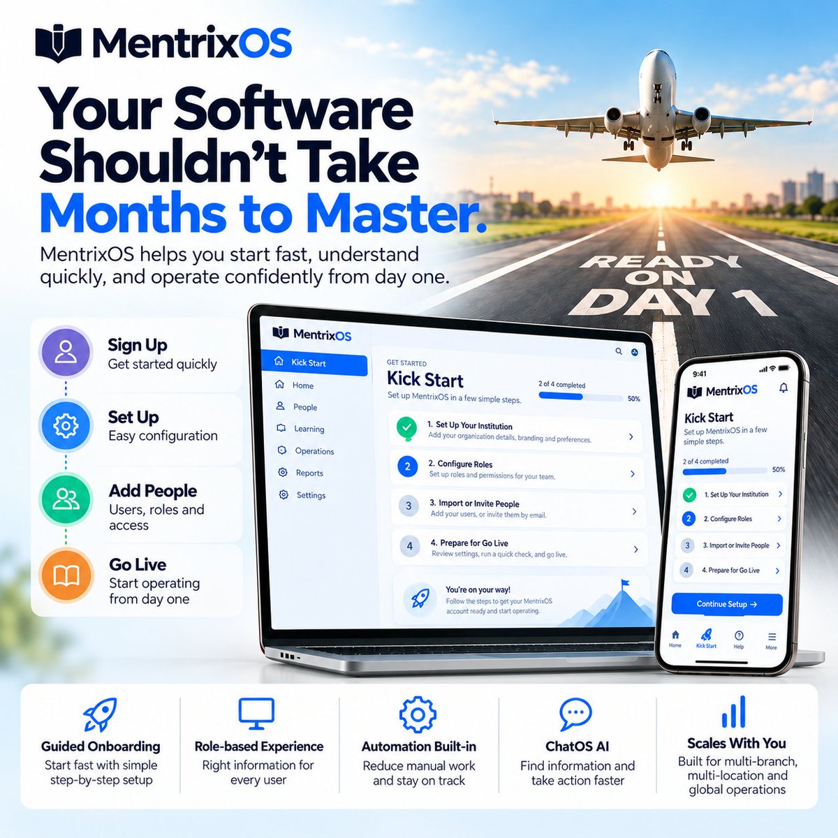 MentrixOS's tweet photo. YOUR SOFTWARE SHOULDN’T TAKE MONTHS TO MASTER.

MentrixOS is designed to help teams start fast, understand quickly, and operate confidently from day one.
Guided workflows, role-based experiences, automation, and ChatOS AI help users know what to do next without getting lost in complex screens or long training sessi
The result: faster adoption, less training effort, and less operational friction.
Built to scale across users, roles, branches, locations, and organization types without scaling complexity.

MentrixOS — Easy to Start. Powerful Enough to Scale.

Website: https://t.co/DcqABVqEtk

#MentrixOS #EnterpriseSaaS #EnterpriseAI #UserExperience #DigitalTransformation #BusinessScaling