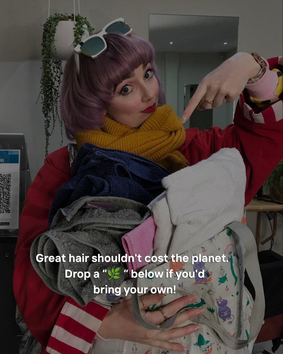 Carolliinelima's tweet photo. We asked clients to bring their own towels—not because it was trending, but because it was right. Since 2021, this small change has saved thousands of gallons of water. Great hair shouldn’t cost the planet. Would you bring yours? https://t.co/Qc1YsCtJYF