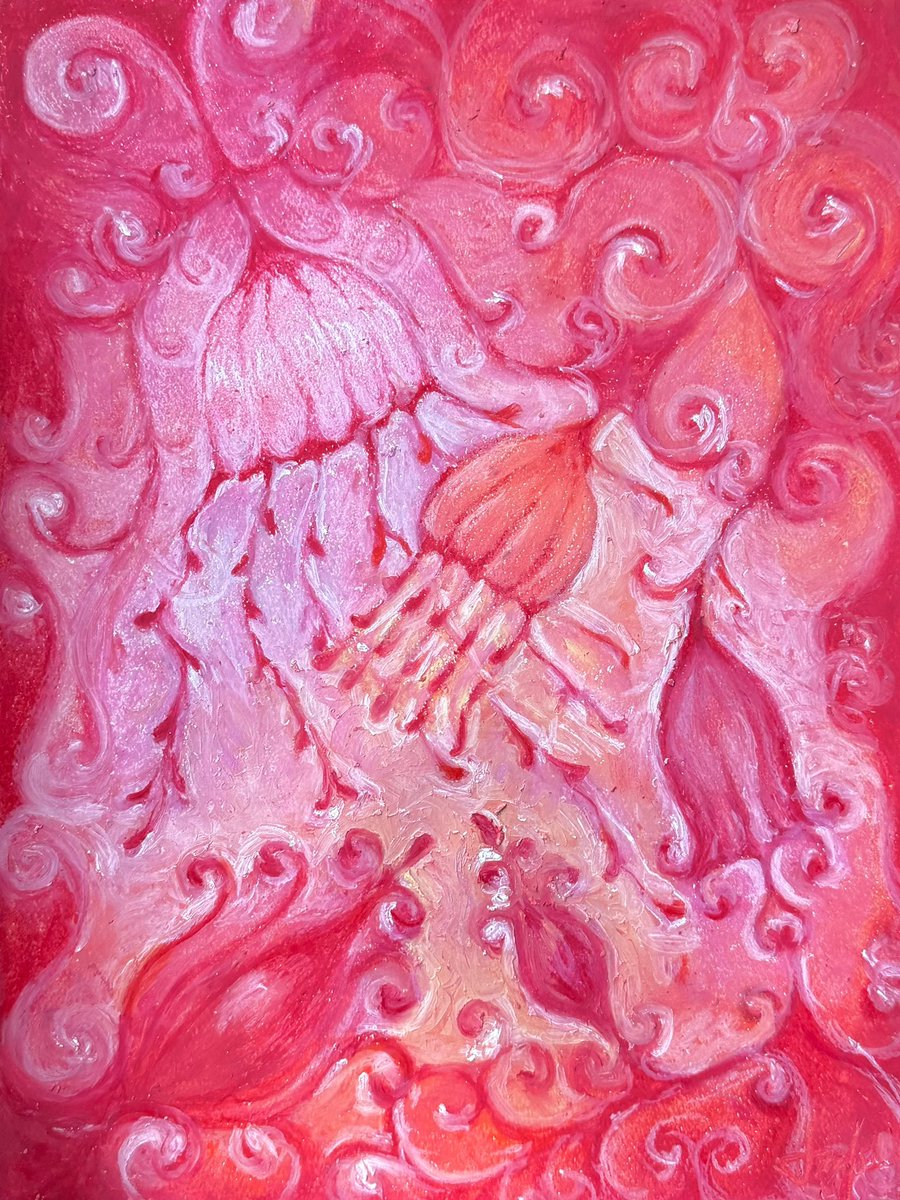jiinlarakim's tweet photo. My first oil pastel drawing 💗 You can never have enough pink in your life.

Inspired by the jellyfish at the Monterey Bay Aquarium and flowers of the SF Botanical Garden. https://t.co/VSlUvsn0iw