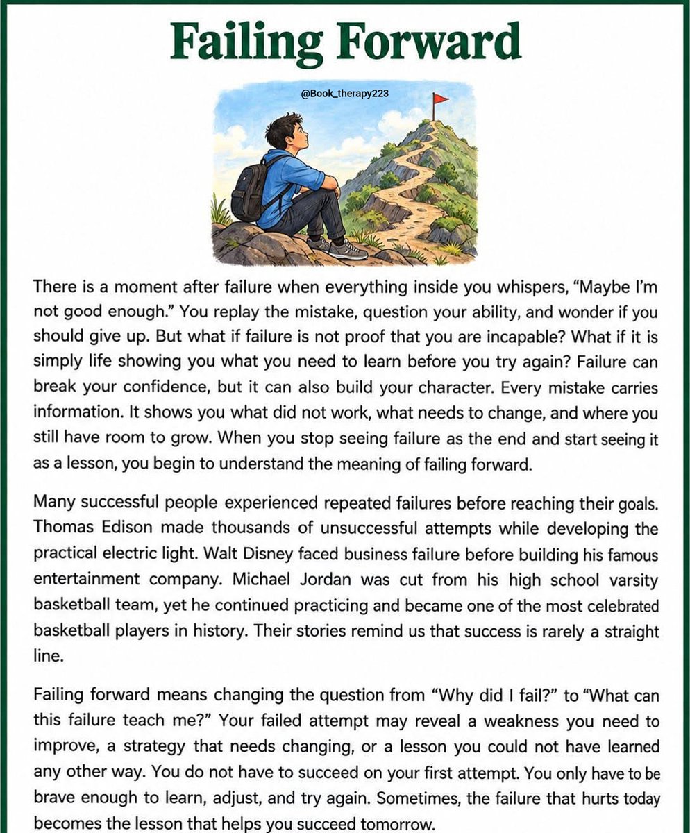 Book_therapy223's tweet photo. Failure isn’t the end; it’s just useful feedback. https://t.co/J052M2TliK