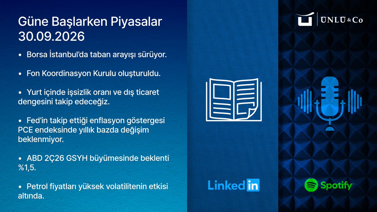 unluco's tweet photo. Güne Başlarken Piyasalar: "VERİ YOĞUNLUĞU ARTIYOR"

Günün en önemli ekonomik gelişmelerini takip etmek için ⤵️
📰 Bülteni inceleyin: https://t.co/fivuYs3BW8
🎧 Spotify’dan dinleyin: https://t.co/JCZy9A7kSh

#ÜNLÜCo
#GüneBaşlarkenPiyasalar
#Borsa
#Ekonomi https://t.co/KGB4B3dIIG