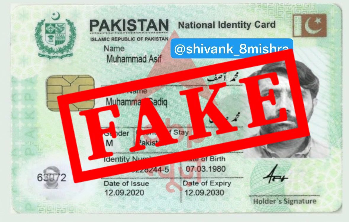 MarkhorTweet's tweet photo. Alert:
Some Indian propaganda accounts are spreading a fake picture of an ID card, claiming it is the ID card of a militant involved in the Pahalgam attack.
These pictures are fake and fabricated. Indians used a random CNIC number of a Pakistani civilian named Kamran Ali. https://t.co/Dv4iwww15s