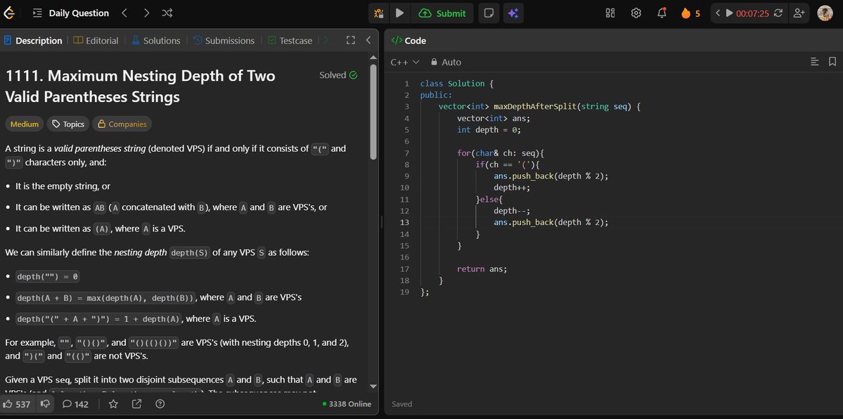 suryaalgorithm's tweet photo. Leetcode POTD:

Still not understood what question wanted? Only understood the pattern going on there to calc the ans, nothing else. https://t.co/RSGzKuIMPh