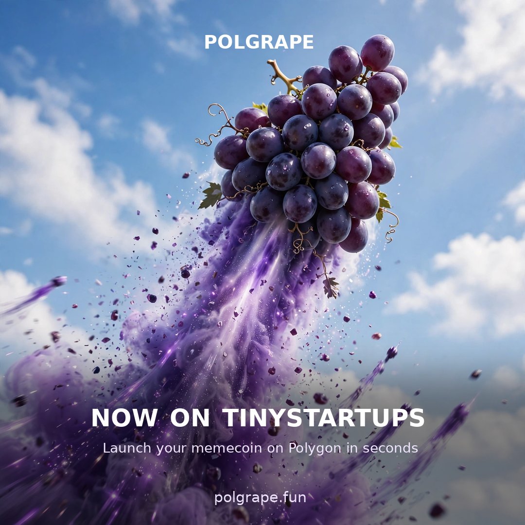 Polgrapefun's tweet photo. > Put Polgrape up on Tiny Startups today 🍇

> Launch your memecoin on Polygon in seconds

> Listed here: https://t.co/Qqwx4Aua7y

> thanks @ratheejaisal ✅ https://t.co/uHrgQ7N8OC