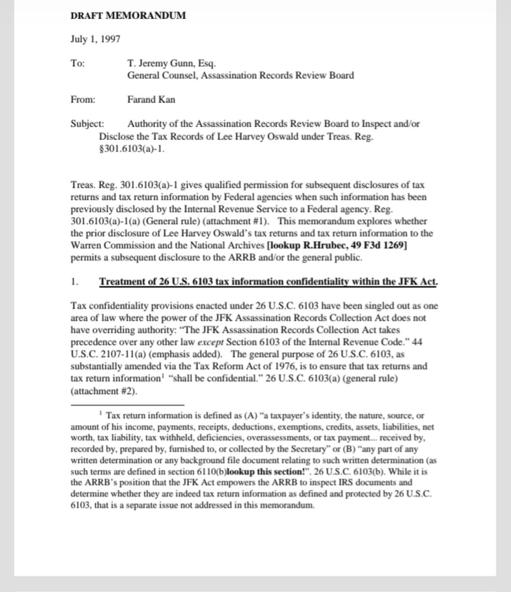 MysticCove4's tweet photo. JFK: An Memo regarding : Authority of the ARRB To Inspect and or Disclose LHO Tax Records
https://t.co/GgzFKtyqxb https://t.co/ykPE8RCINq