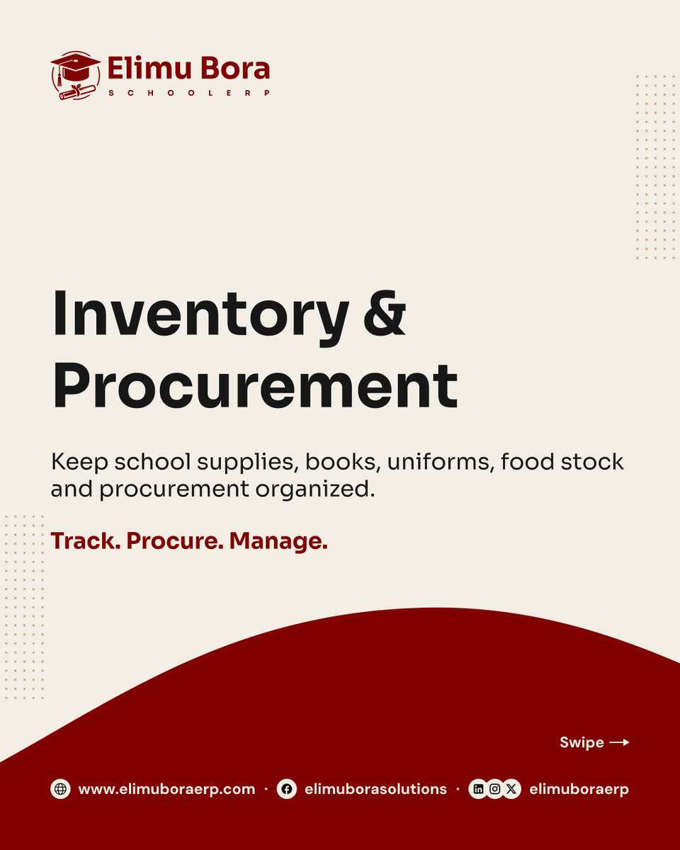 elimuboraerp's tweet photo. Books, uniforms, food supplies and more. Keep school inventory under control with Elimu Bora ERP.

Assign books, track incoming stock and get low-stock alerts before essentials run out.

Your school operations simplified.

Book a free demo: +254 798 646 579

#ElimuBoraERP #EdTech https://t.co/BnZxmxUXl5