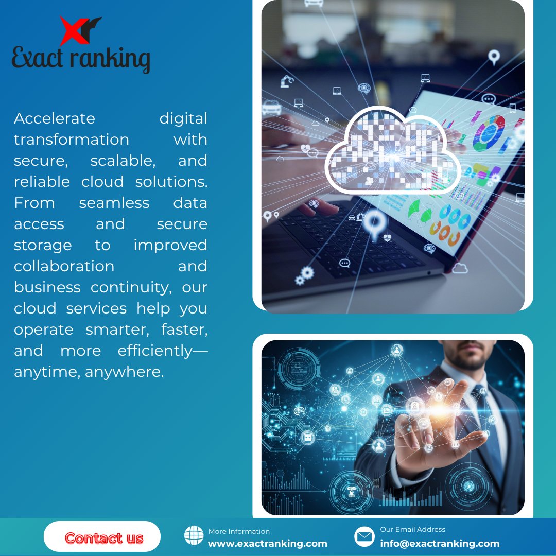 ExactRanking's tweet photo. ๐ซ Drive digital transformation with secure, scalable, and reliable cloud solutions.
#CloudComputing #CloudServices #DigitalTransformation #CloudSolutions #CloudSecurity #CloudStorage #BusinessTechnology #CloudMigration #ScalableSolutions #ITServices #ExactRanking https://t.co/W3XQgnaz5W