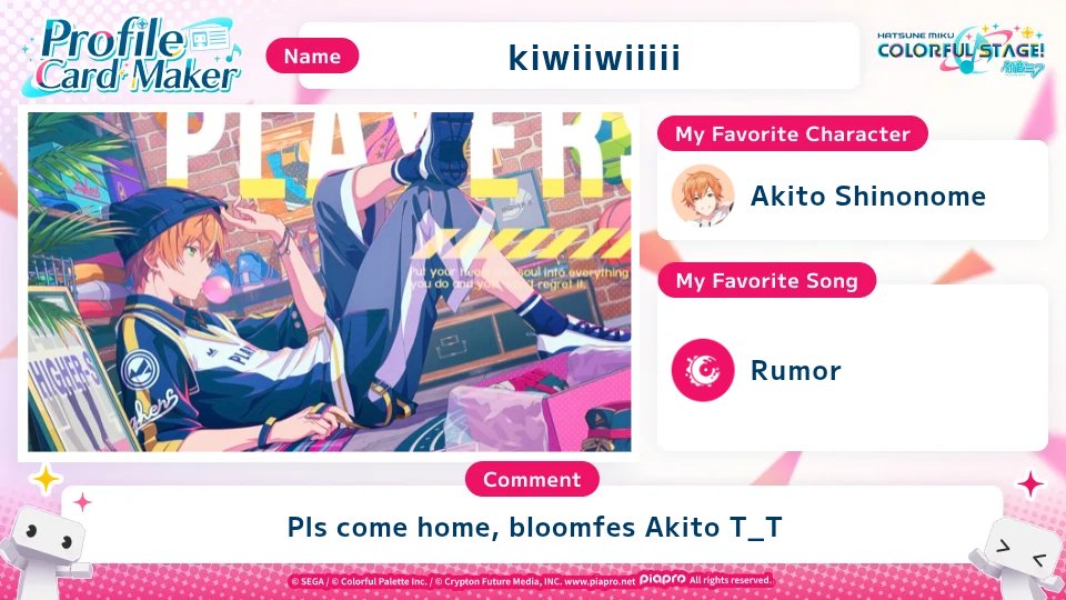 FluffyEdits's tweet photo. Check out the #COLORFULSTAGE profile cards I made for the World Link Campaign🌎
Let's bring together COLORFUL STAGE! fans from around the world!
made 2 cos the card I like isn't on en yet lol
https://t.co/LOB6Uf0nOs
#SEKAIanniversary https://t.co/VEZ8HKYi0S