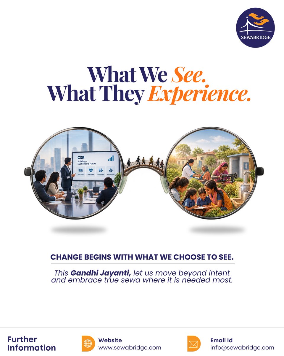 Sewa_Bridge's tweet photo. What We See. What They Experience. ππ±
At Sewa Bridge, we bridge goodwill with real grassroots needs β turning the spirit of selfless service into meaningful action and touching lives where it matters most.
#GandhiJayanti #SewaBridgeConsulting #SewaBridge #CommunityFirst https://t.co/9W7ur3d5lx