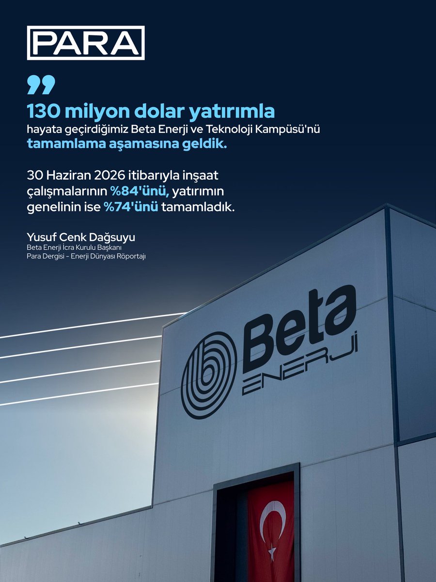 betaenerji's tweet photo. Beta Enerji ve Teknoloji Kampüsü’nde sona yaklaşırken, yaklaşık yarım asır önce Adana’da başlayan üretim yolculuğumuzda yeni bir döneme hazırlanıyoruz. Yönetim Kurulu Üyemiz ve İcra Kurulu Başkanımız Yusuf Cenk Dağsuyu, bu büyük yatırımın Beta Enerji’nin üretim, teknoloji, ihracat ve büyüme hedeflerine sağlayacağı katkıları Para Dergisi Enerji Dünyası için anlattı.

#BetaEnerji