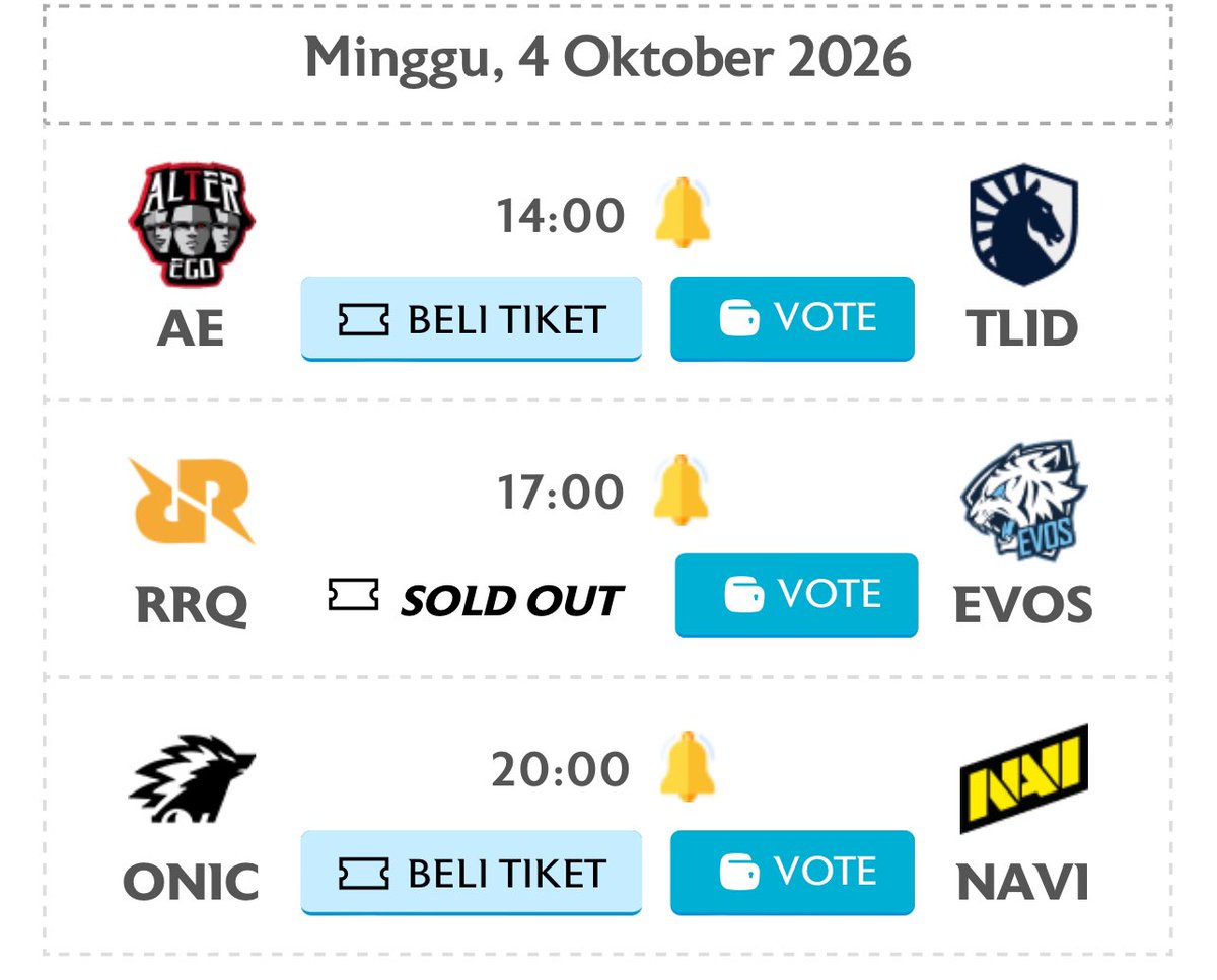 bhpbdcts's tweet photo. WTS Tiket MPL ID S18:
Week 7:
RRQ vs EVOS
Week 8:
EVOS vs ONIC
Bisa COD venue atau kirim PDF langsung. Price or Testi? DM atau WA 081249437976
#wts #mpl #mlbb #wtb #zonauang #tix #kingdom #sonic #fams https://t.co/pcdsU6irSk